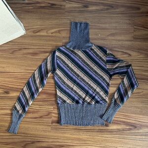 Bisou Bisou Multicolor Striped Turtleneck Sweater vintage